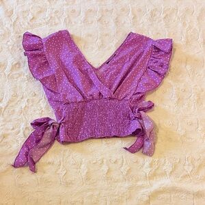 Cropped Blouse with Polka Dot Design